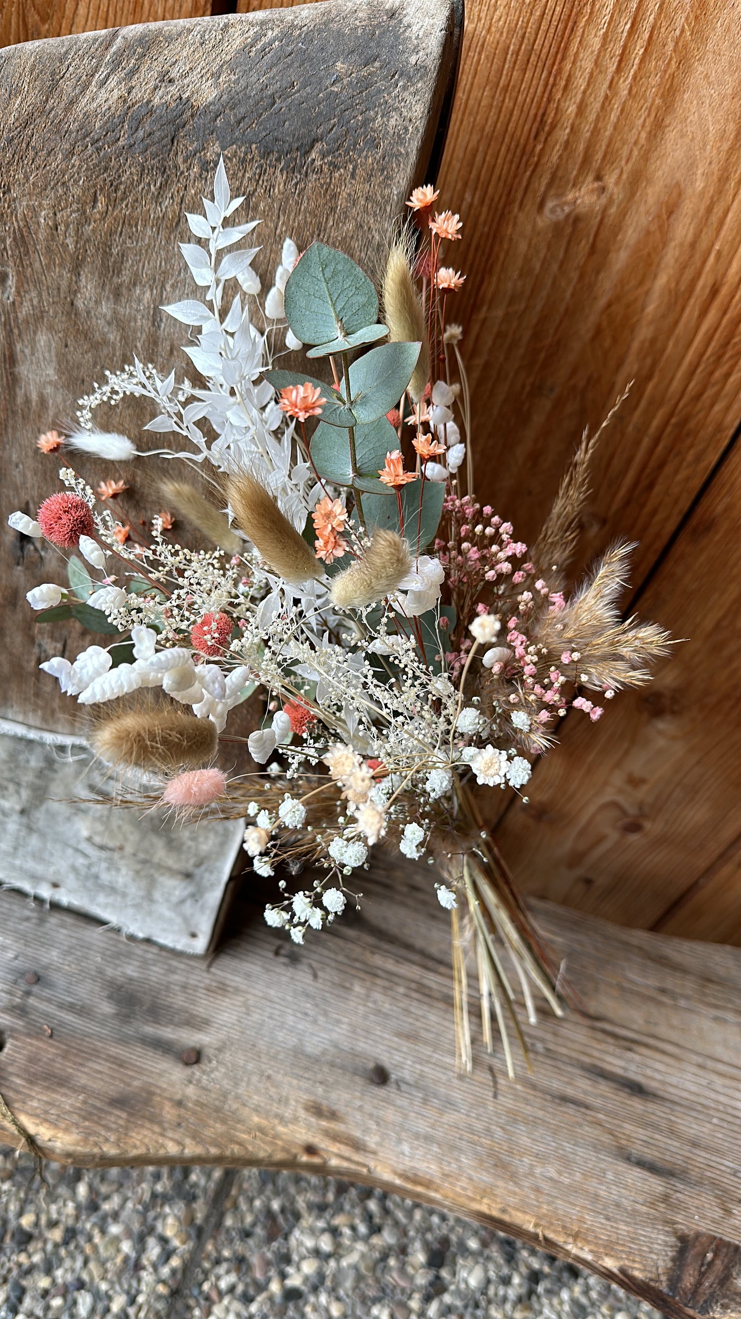 Dried Flower Bouquet Boho Natural – Pink, Cream & Eucalyptus