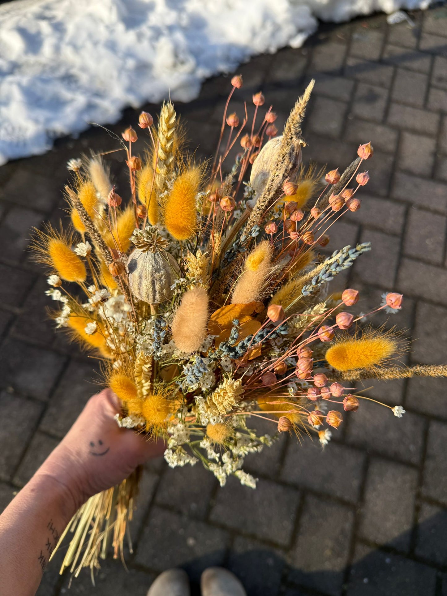 Trockenblumenstrauß mit Lavendel, Lagurus & Getreide