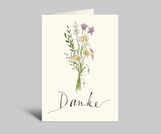 Dankeskarte | Blumenstrauß & Danke | Klappkarte mit Umschlag