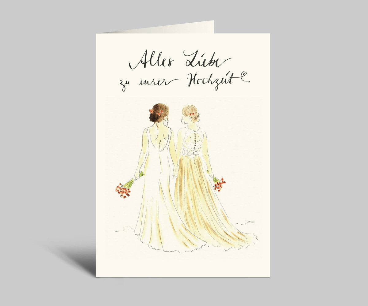 Aquarell-Hochzeitskarte | LGBTQI+ | Zwei Frauen heiraten