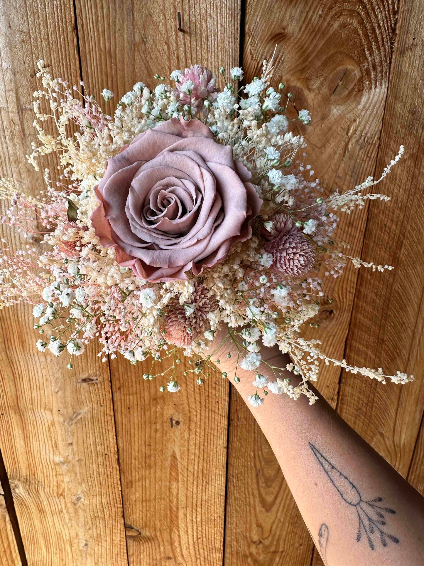Bridal Bouquet Rosé – Infinity Rose & Dried Flowers, Handcrafted
