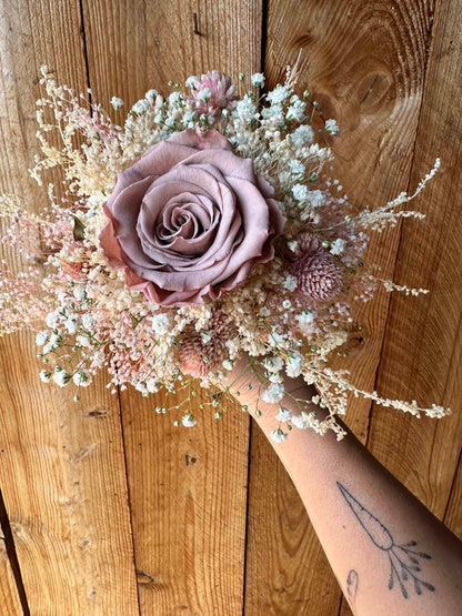 Bridal Bouquet Rosé – Infinity Rose & Dried Flowers, Handcrafted