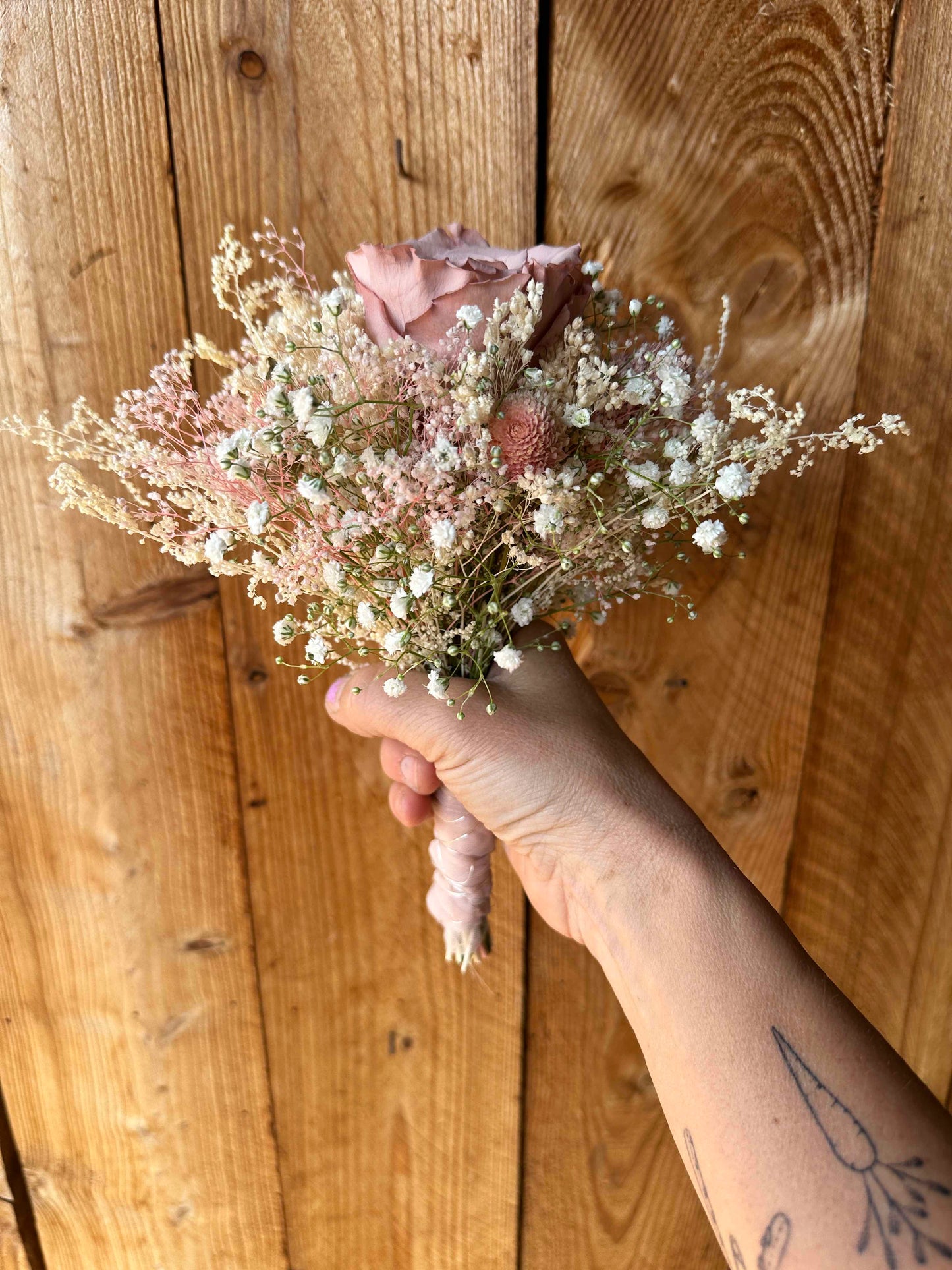 Bridal Bouquet Rosé – Infinity Rose & Dried Flowers, Handcrafted