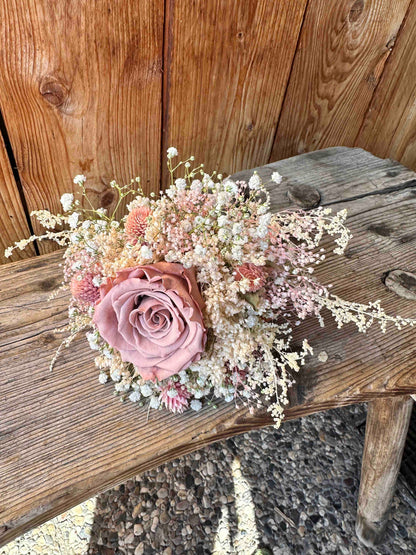 Bridal Bouquet Rosé – Infinity Rose & Dried Flowers, Handcrafted