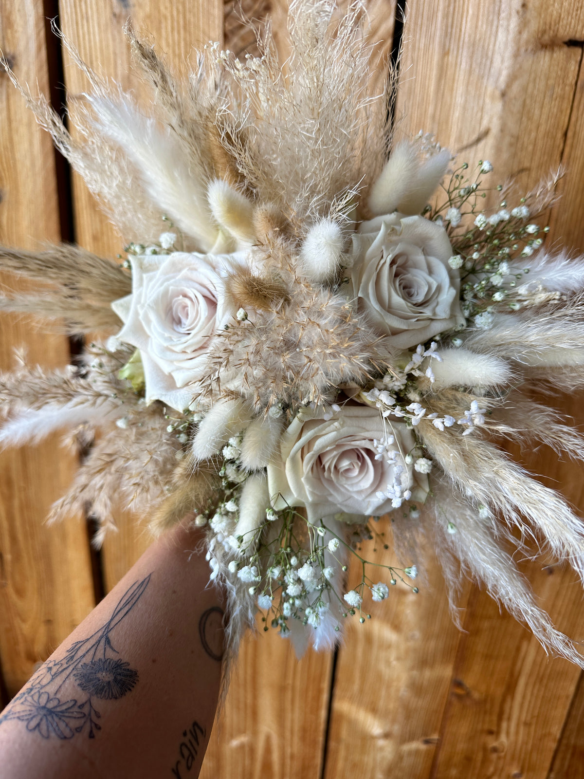 Brautstrauß Boho Luxury – wahlweise frisch oder Infinity – Creme Beige – Wild und Schön